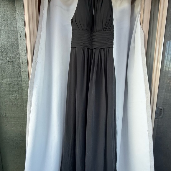 AZAZIE BONNIE | Black A-Line Keyhole Ruched Chiffon Bridesmaid Formal Dress - Picture 7 of 8